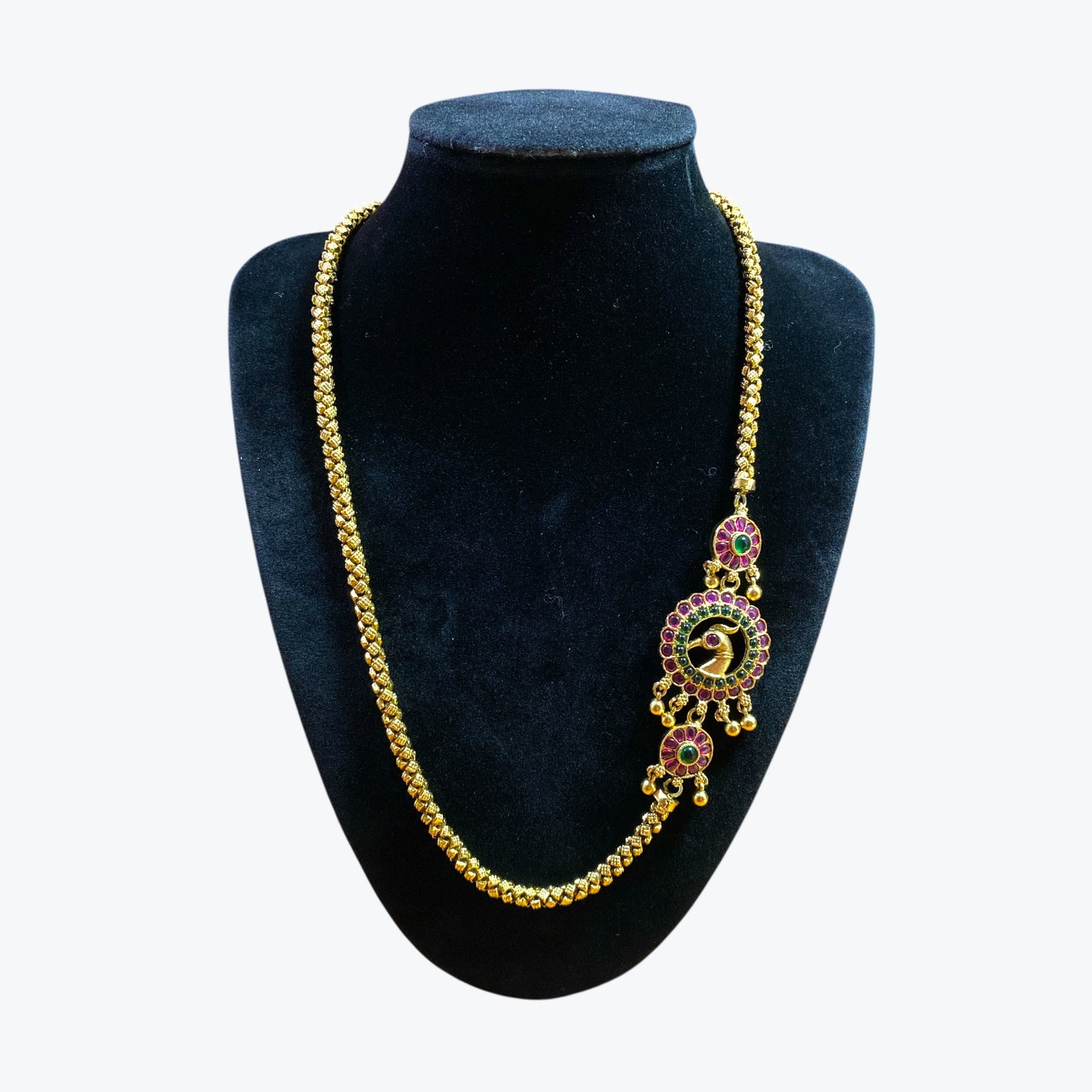 Peacock head temple necklace