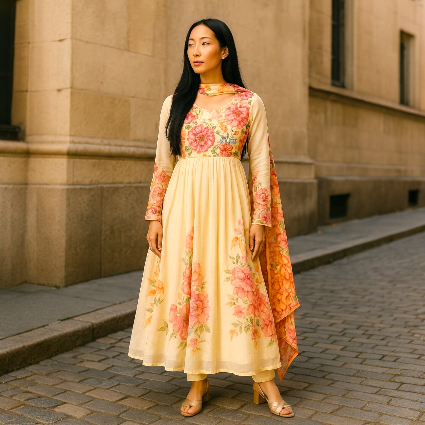 Floral anarkali set
