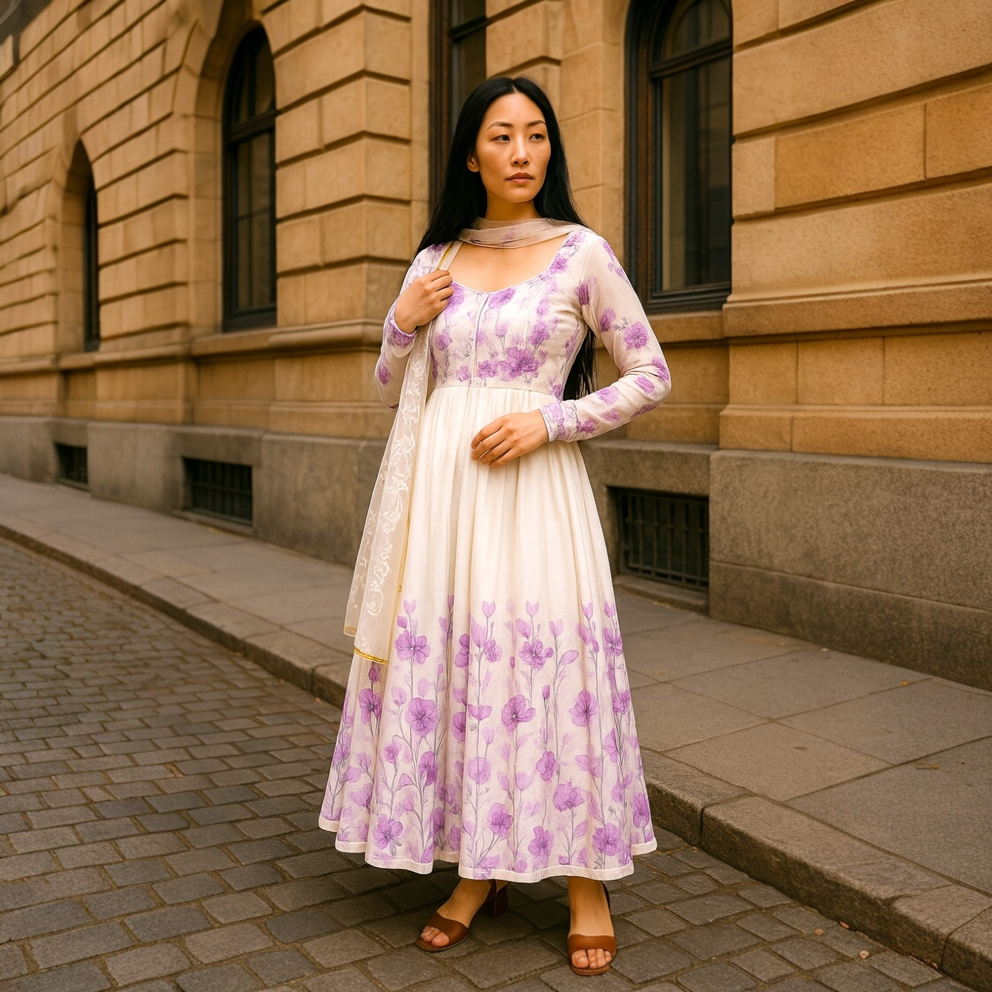 Digital print anarkali kurta set