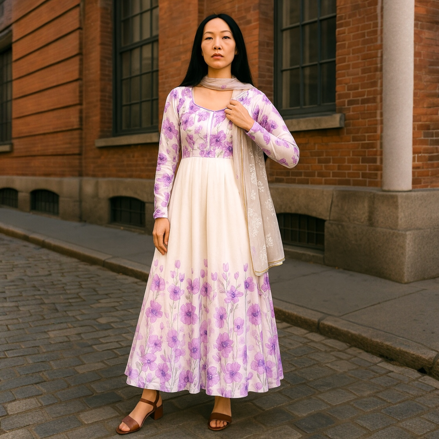 Digital print anarkali kurta set
