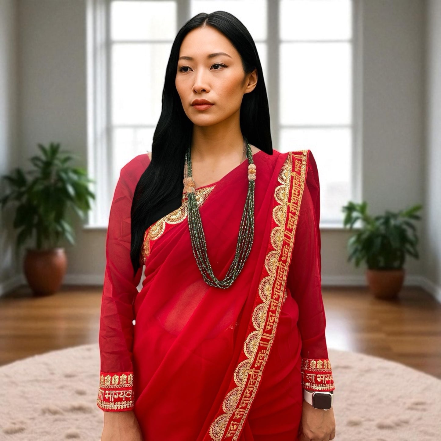 Ready to wear Sada Saubhagyavati sari with blouse.