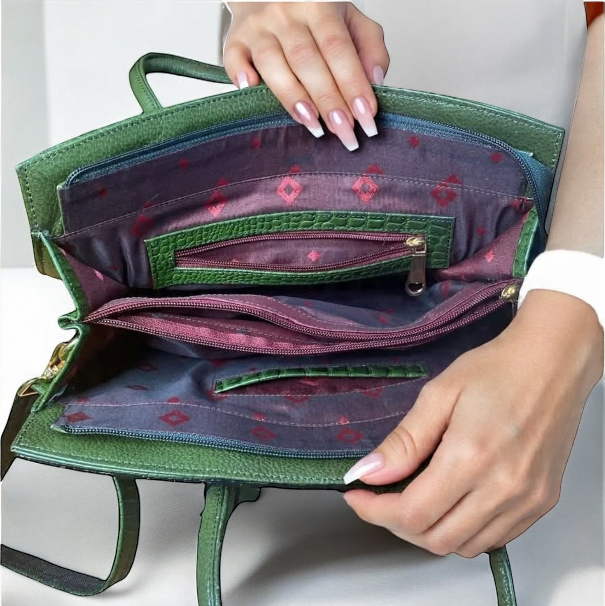 Croc-embossed leather bag