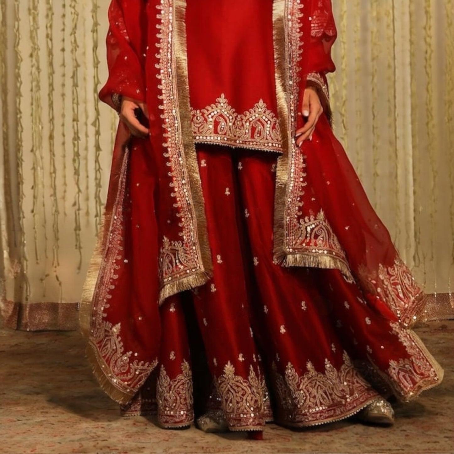 Karachi Style special Sequence and thread Work skirt kurta set