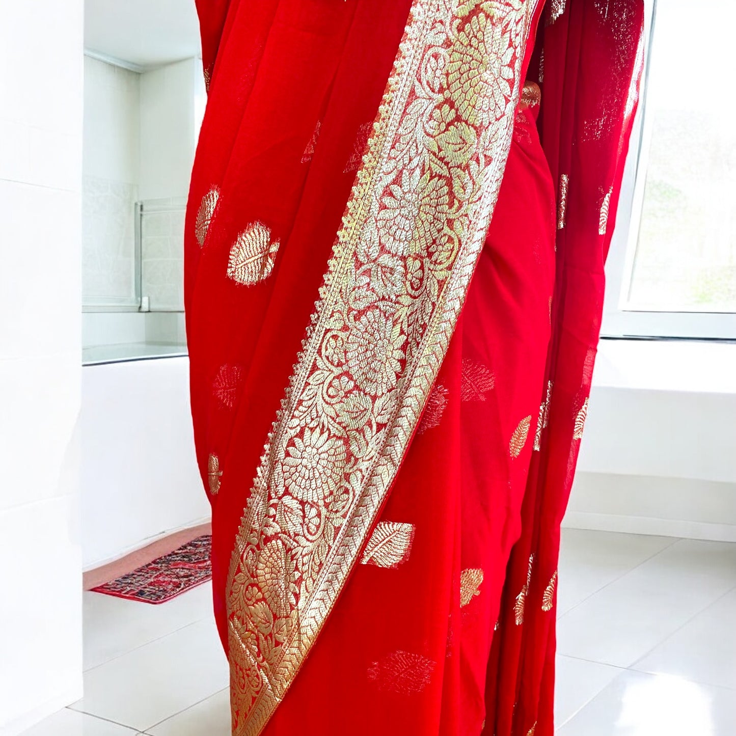 Kumkum Zari Work Sari Only. Fall and Pico Done.