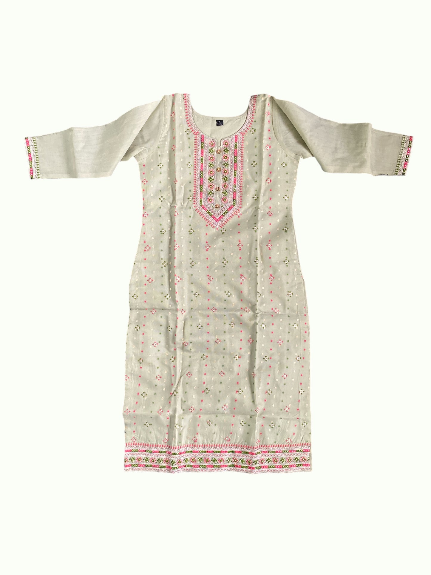 Cotton silk straight kurta set