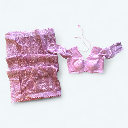 Net saree and blouse set with glitter and thread work