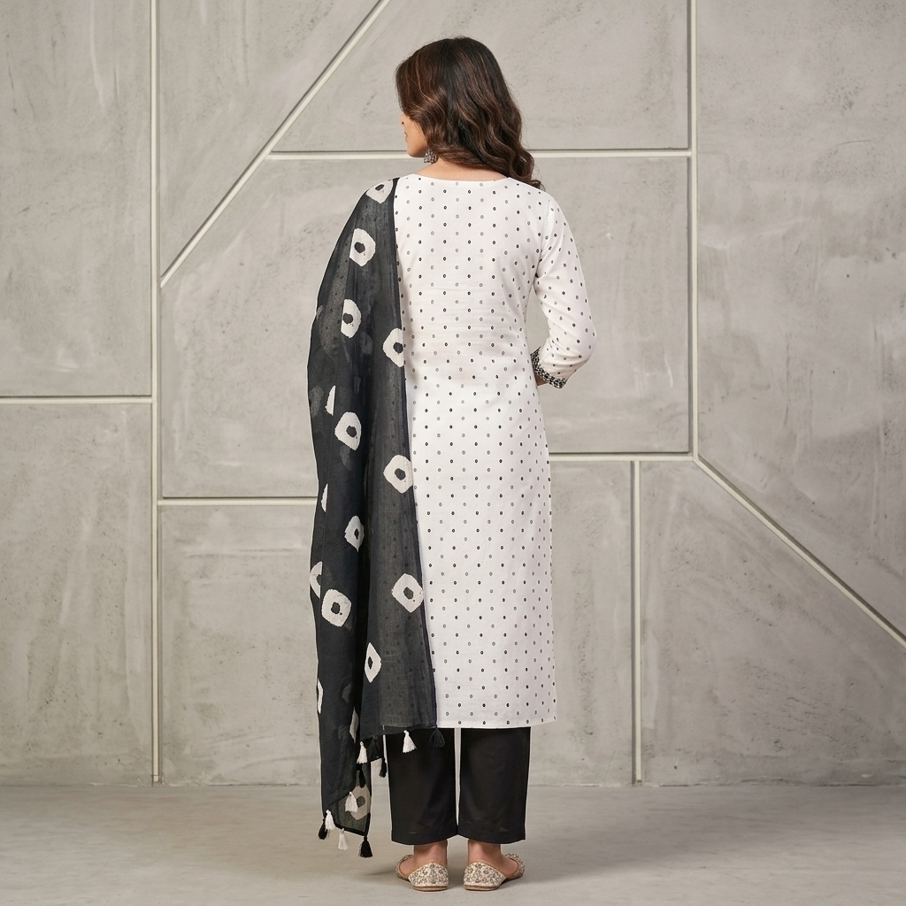 Ivory Floret Straight-Cut kurta set