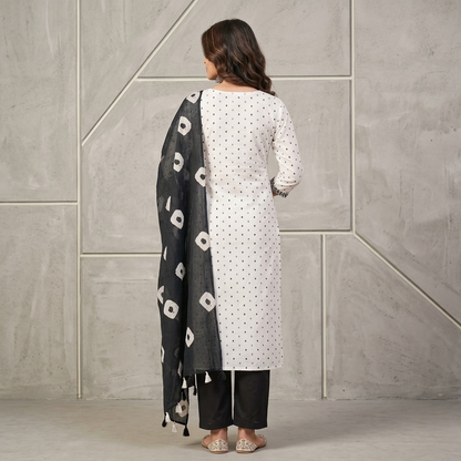 Ivory Floret Straight-Cut kurta set