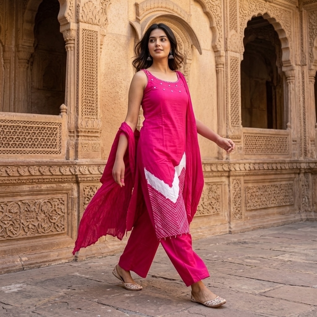 Binya sleeveless summer kurta set