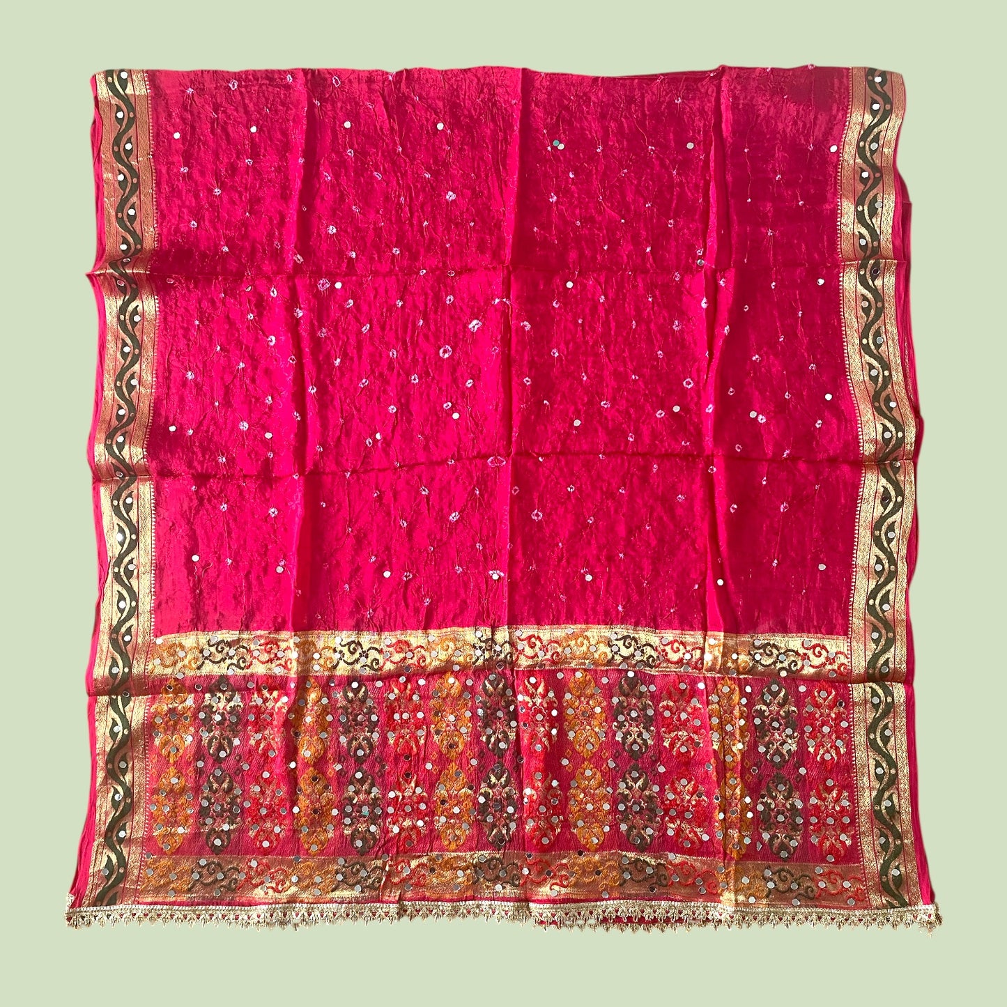 Embroidered mirror worked dupatta