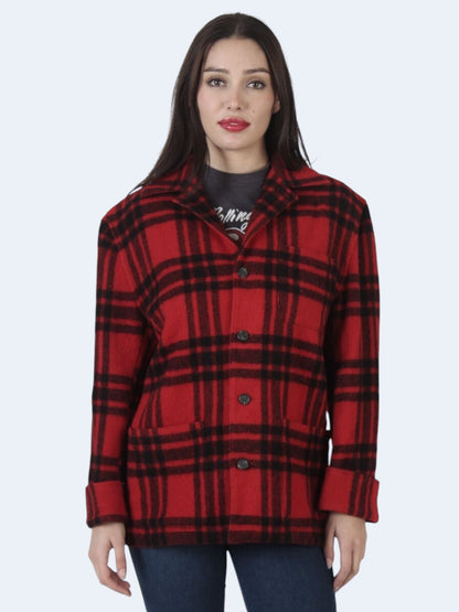 Lapel neck plaid jacquard jacket