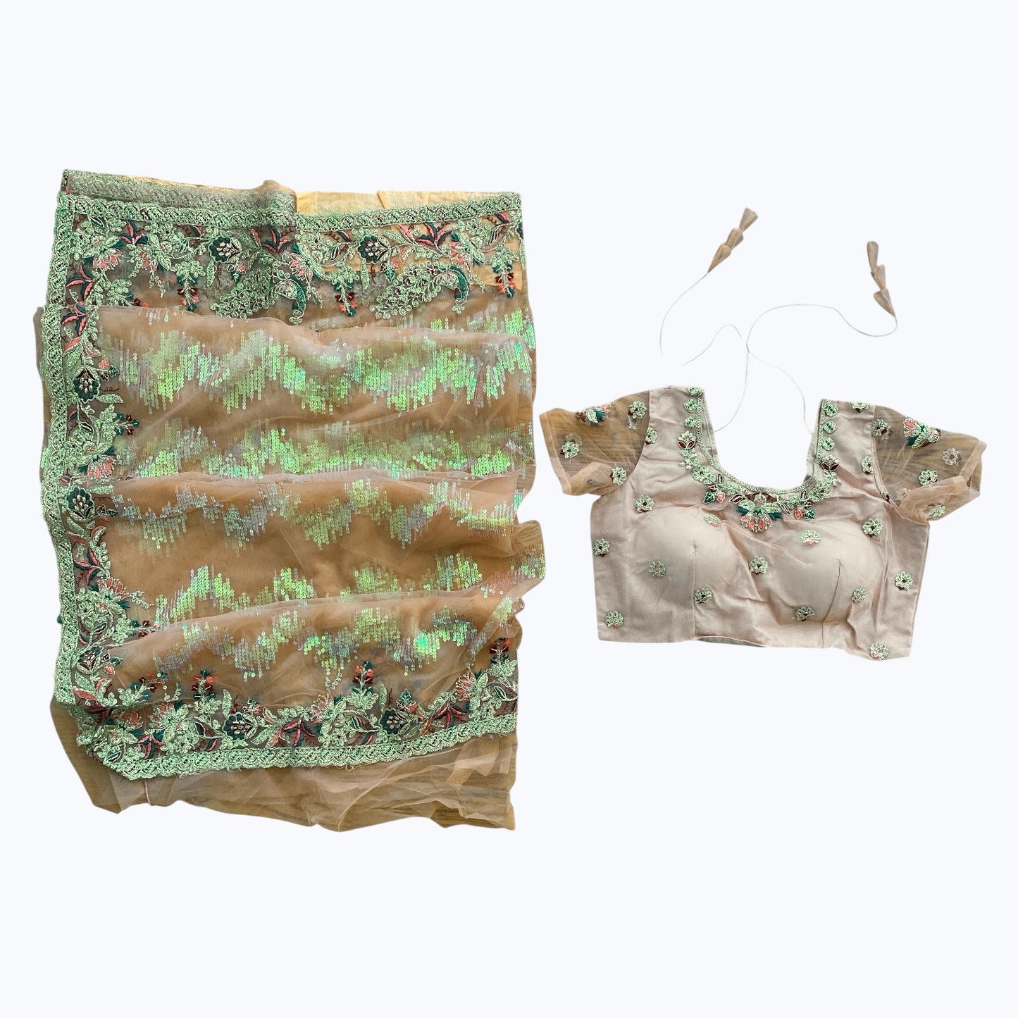 Sequins boutique saree and blouse set.