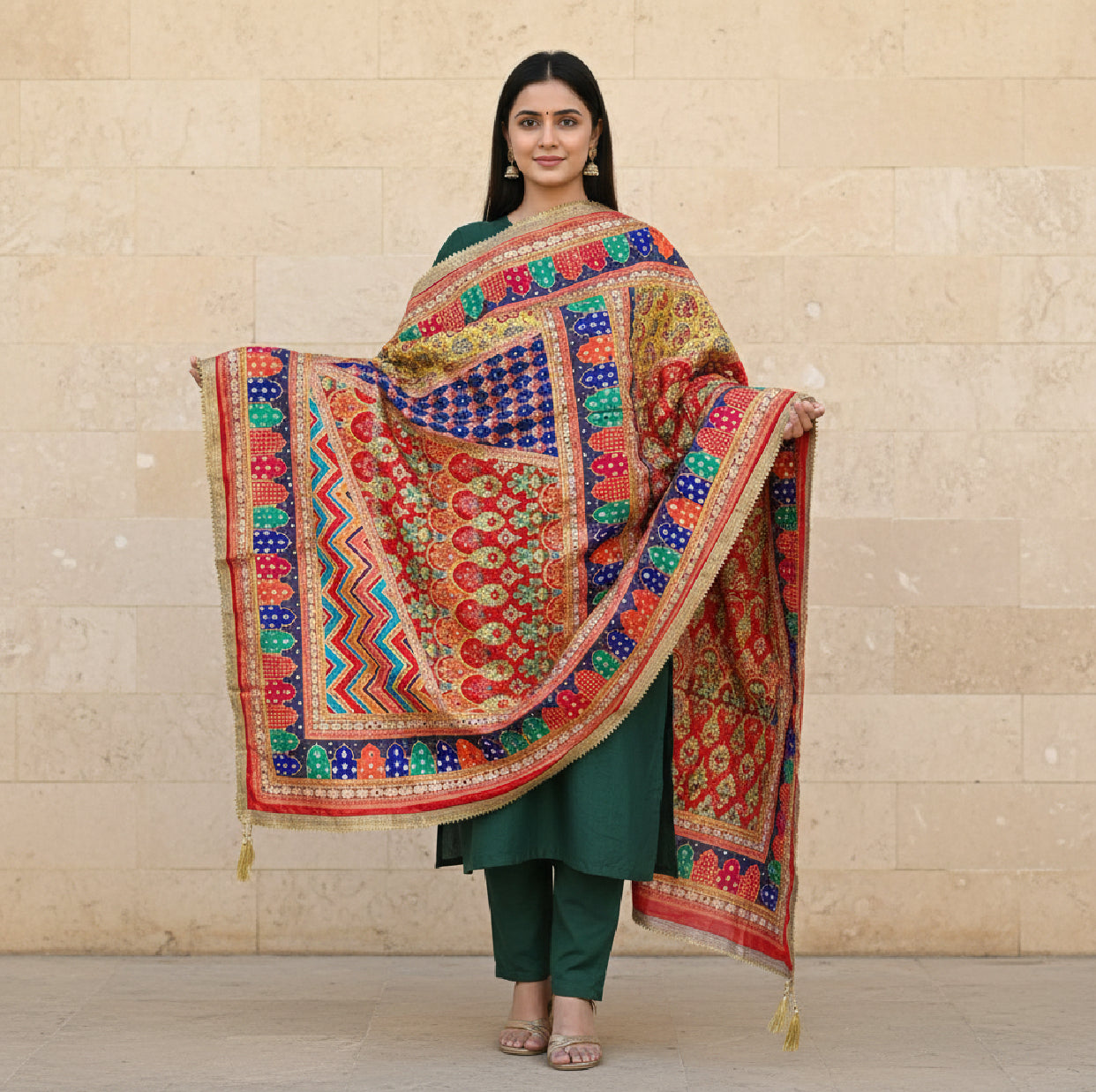Digital print mirror dupatta only