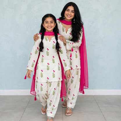 Farshi Salwar mother-daughter matching set