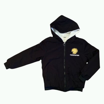 Yizimei boutique girls jacket with faux fur inside.