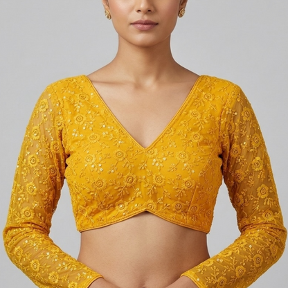 Long sleeve lotus base blouse