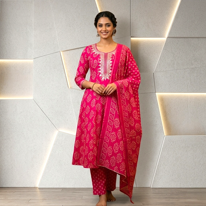 Plus size bandhani-inspired kurta set