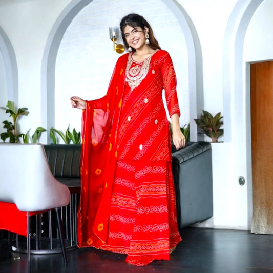 Bandhani print plazo set