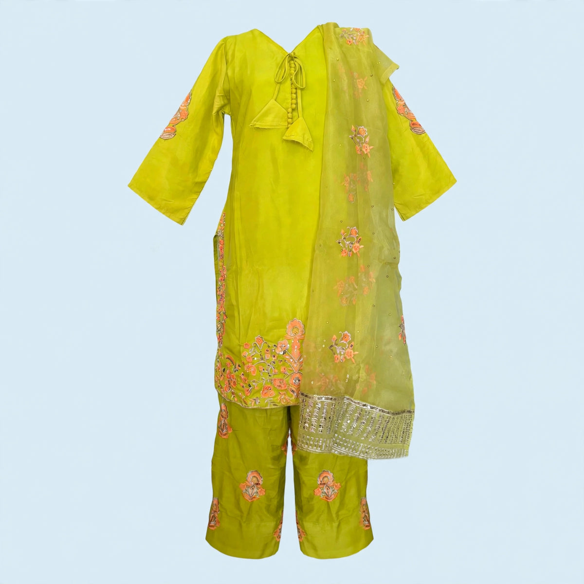 Embroidered palazzo style farshi salwar suit
