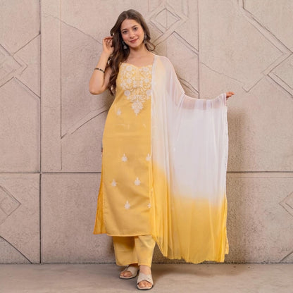 Sleeveless chikankari summer kurta set