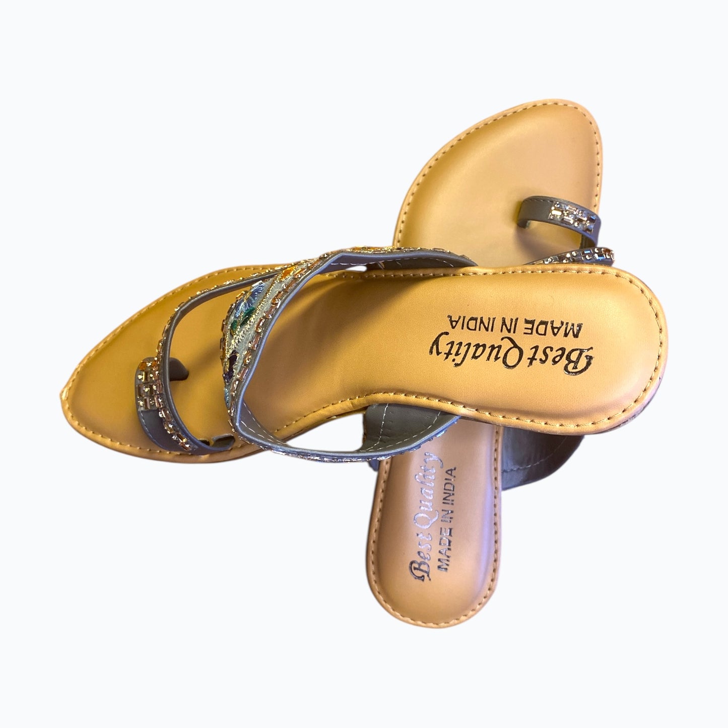 Embroidered Toe-Ring Ethnic Sandals – Kolhapuri Style