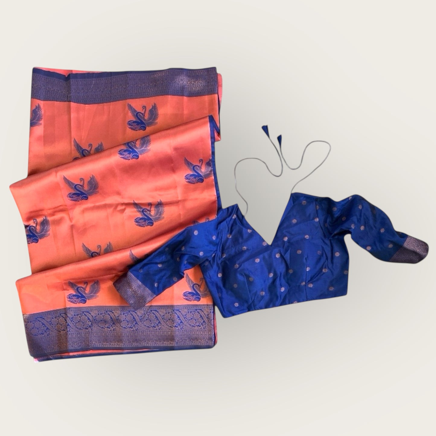 Mayur print semi ikkat saree