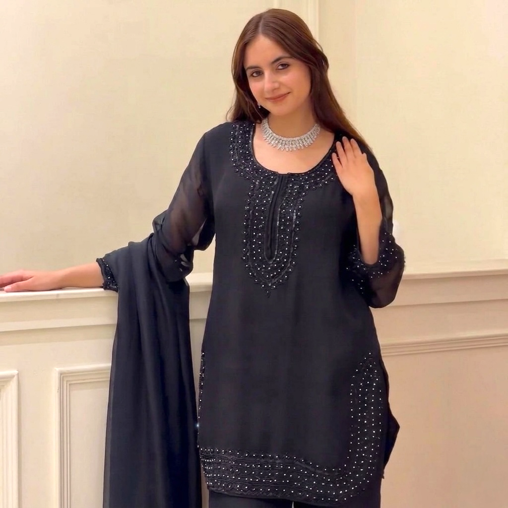 Heavy beaded and salwar kameez palazzo set
