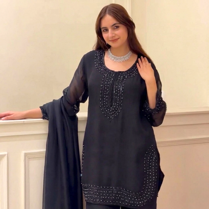 Heavy beaded and salwar kameez palazzo set