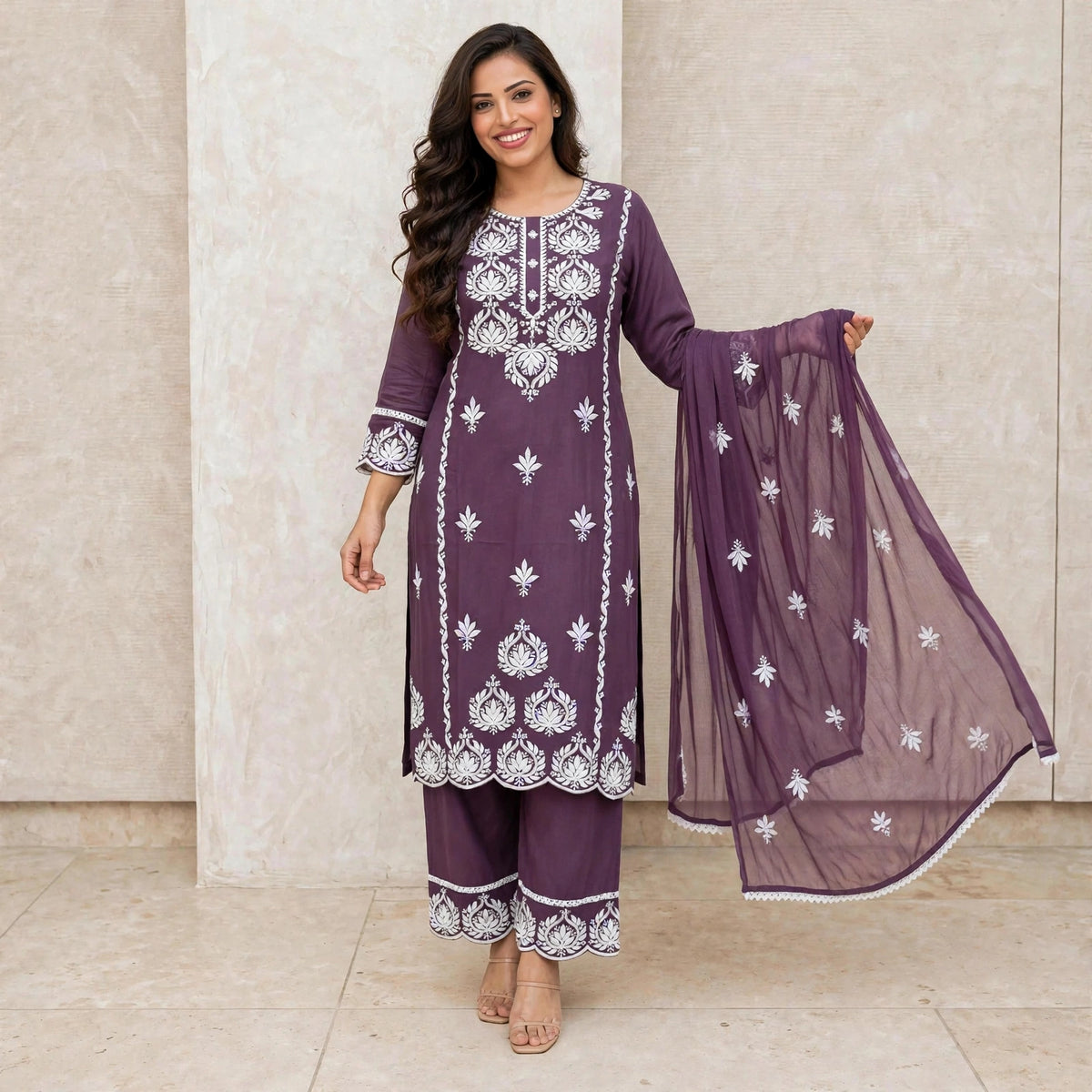 Plus and regular size Chikankari kurta set