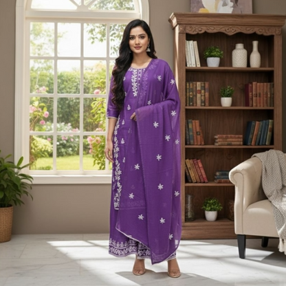 Plus size chikankari palazzo set