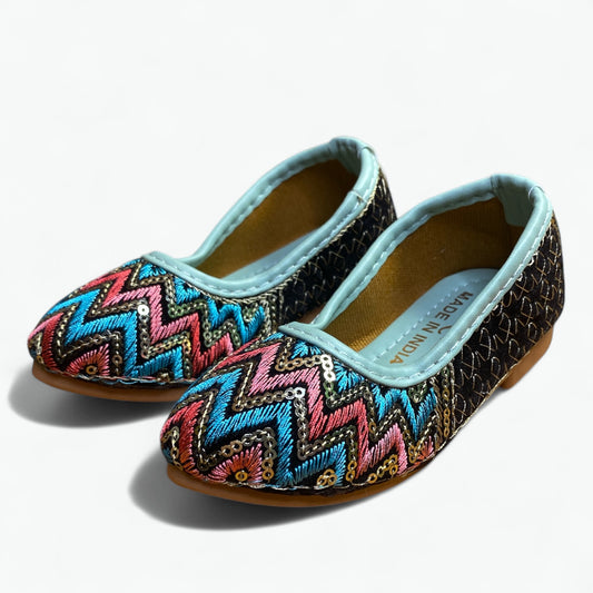Zigzag Zari Work embroidered Shoes