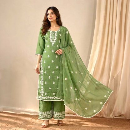 Plus size chikankari palazzo set