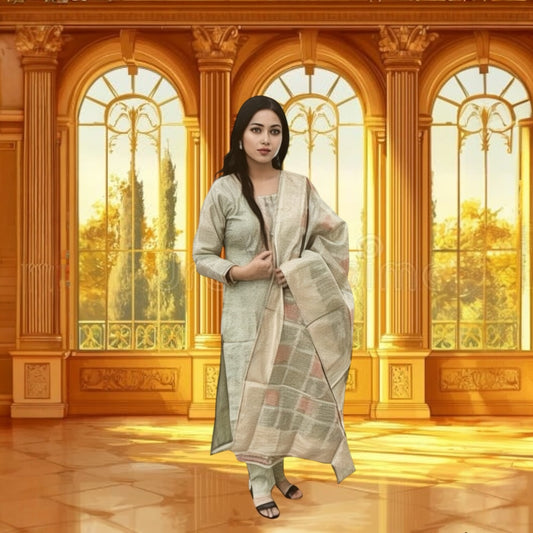 Cotton silk straight kurta set