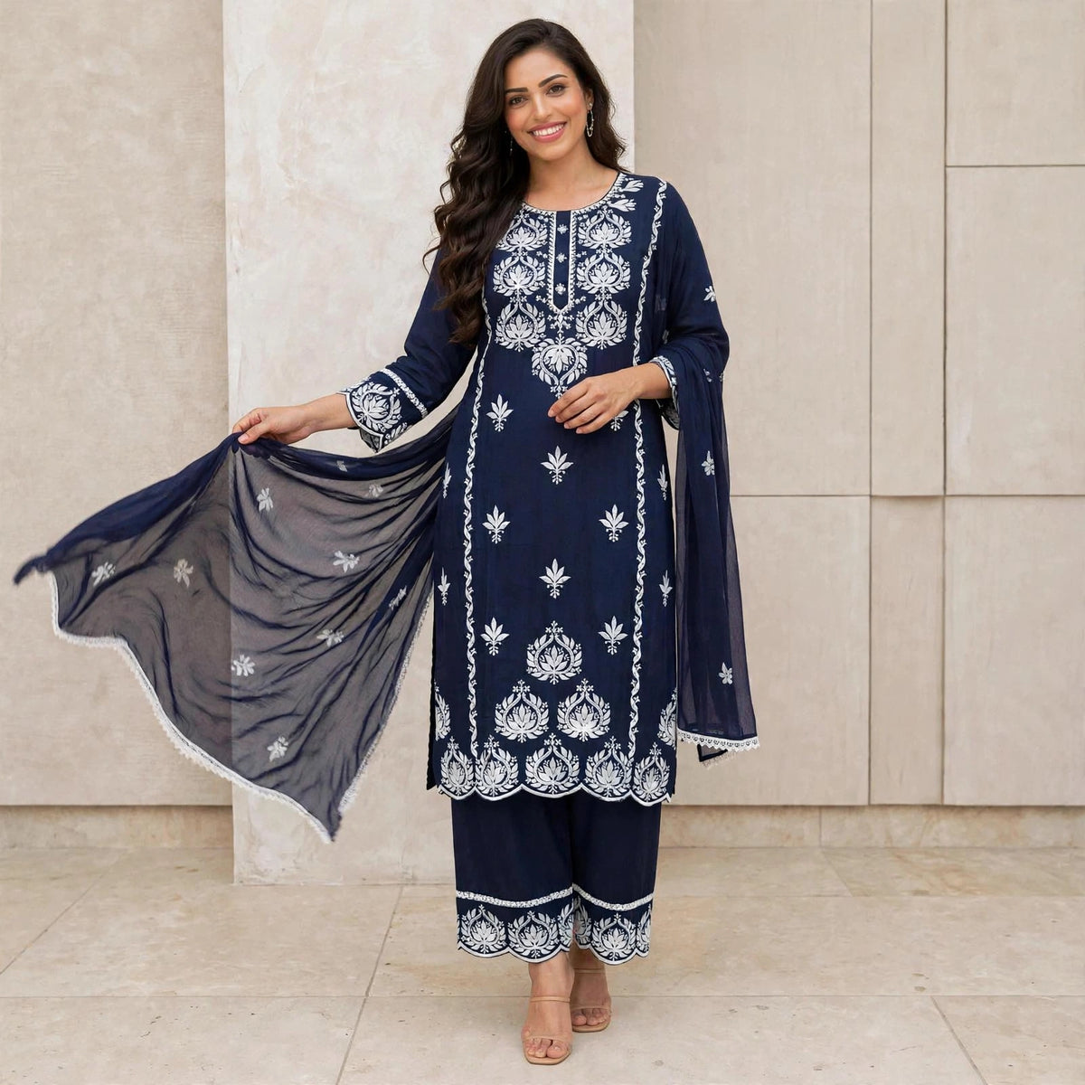 Plus and regular size Chikankari kurta set