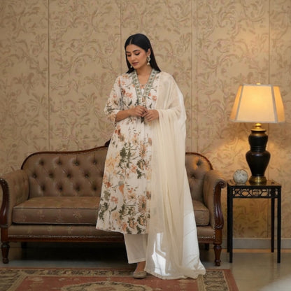 Floral print anarkali suit set