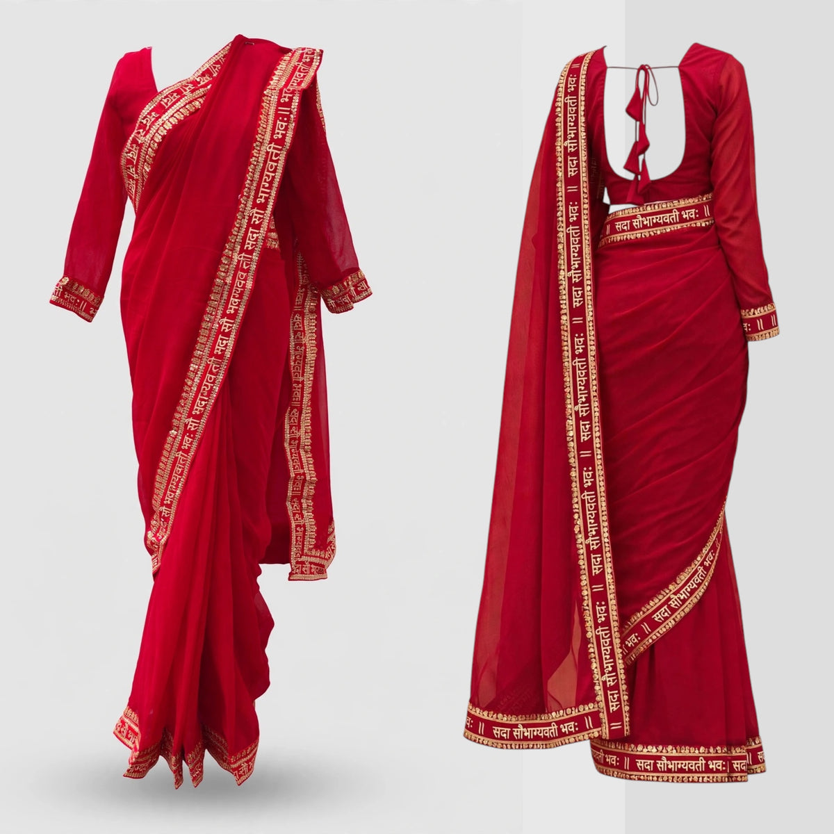 Ready to wear Sada Saubhagyavati sari with blouse.