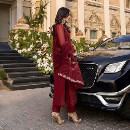 Azure Sequins embroidered Pakistani party wear