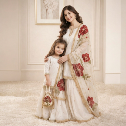 Mother-daughter sharara combo set