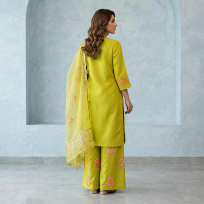 Embroidered palazzo style farshi salwar suit
