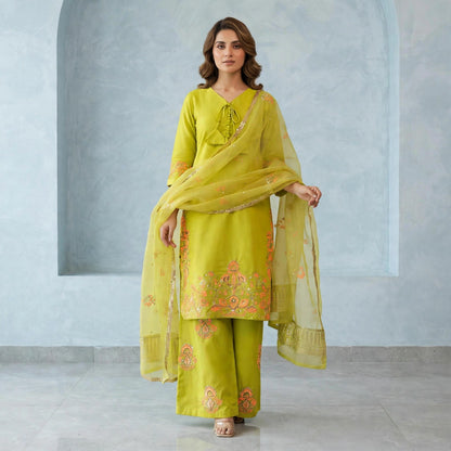 Embroidered palazzo style farshi salwar suit