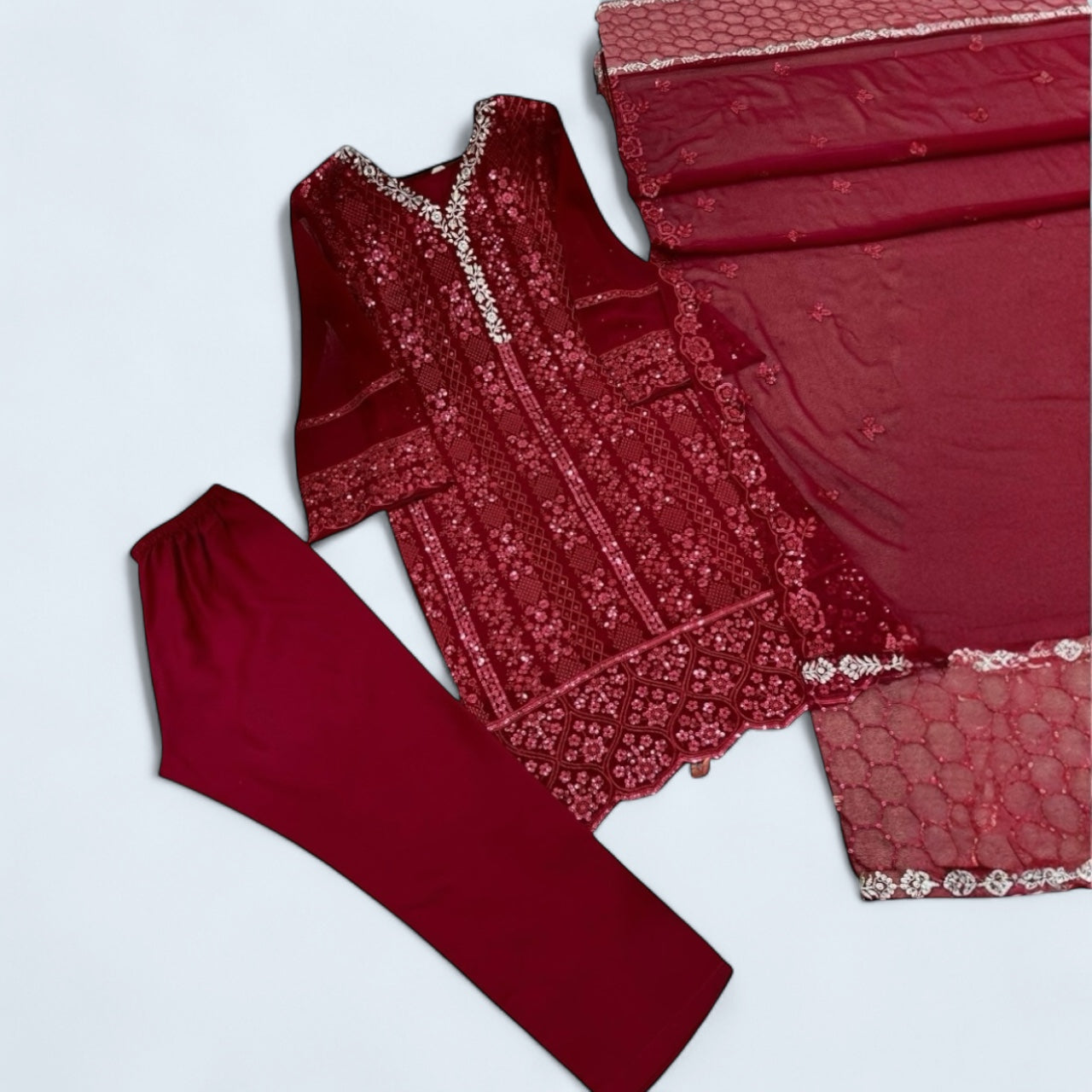 Azure Sequins embroidered Pakistani party wear