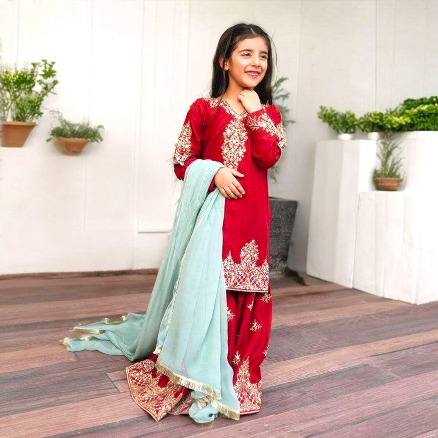 Mother-Daughter combo Set with Embroidery and Sequence Work