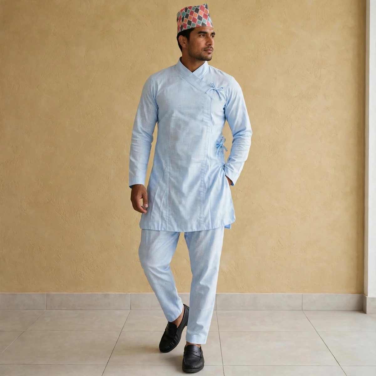 Elastic waist Daura suruwal gorkhali ethnic suit/Coat and hat not included.