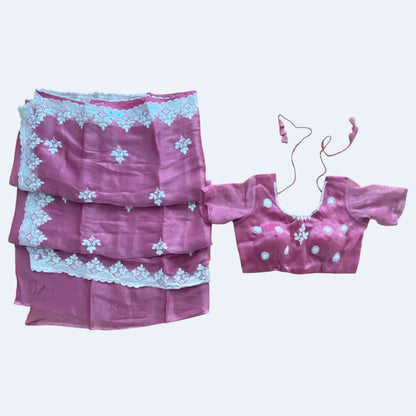 Net saree and blouse set
