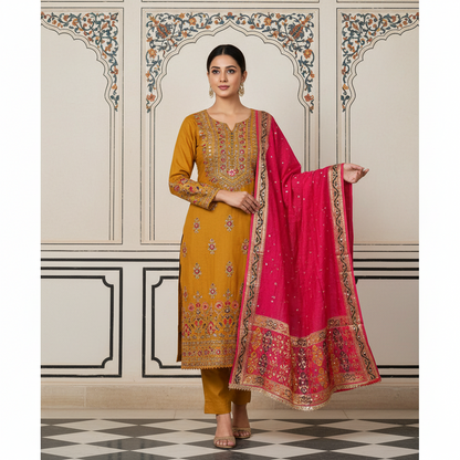 Embroidered mirror worked dupatta
