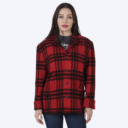 Lapel neck plaid jacquard jacket