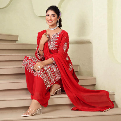 Heavy embroidered salwar kameej and palazzo set