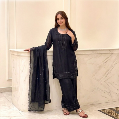 Heavy beaded and salwar kameez palazzo set