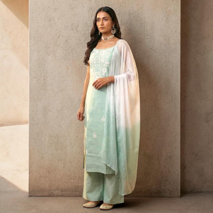 Sleeveless chikankari summer kurta set