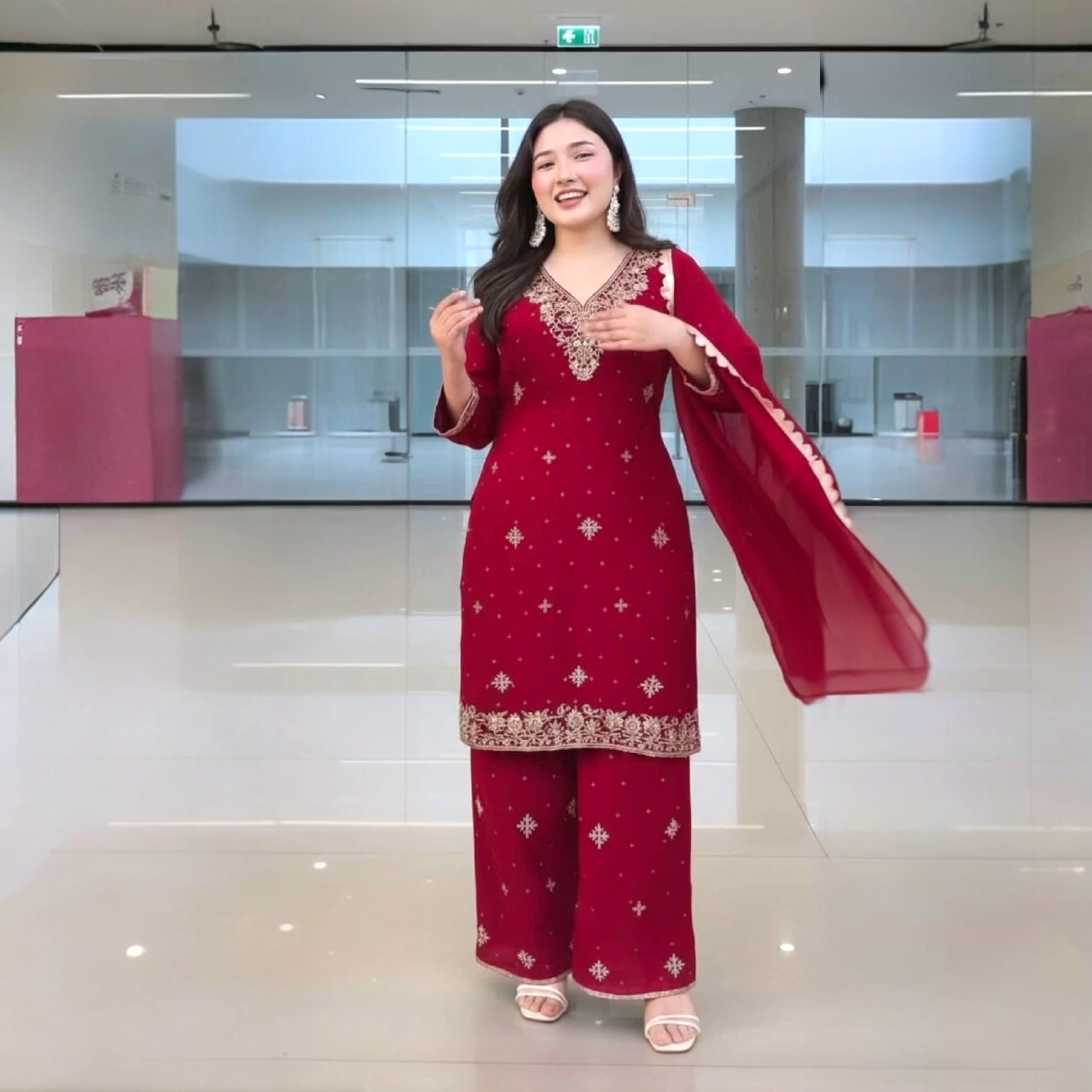 Boutique work kurta palazzo set